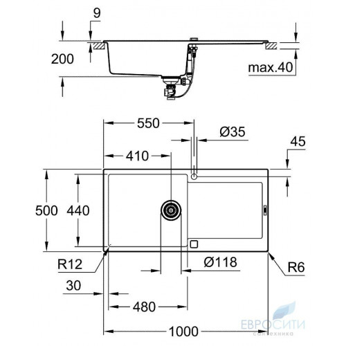 Кухонная мойка Grohe K500 60-C 100/50 1.0