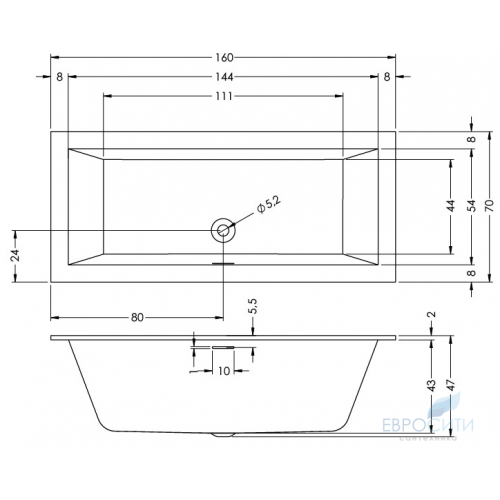 Ванна акриловая Riho Rethink Cube 160x70