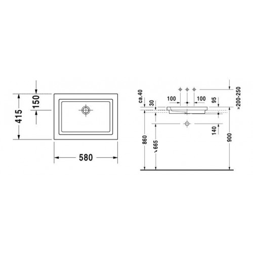 Умывальник Duravit 2nd Floor 58x41, накладной 031758 00 00