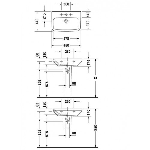 Умывальник Duravit DuraStyle 65x44 231965