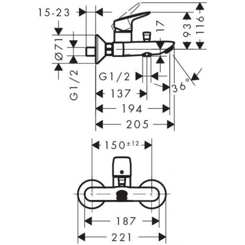 Смеситель для ванны Hansgrohe Logis 71400000