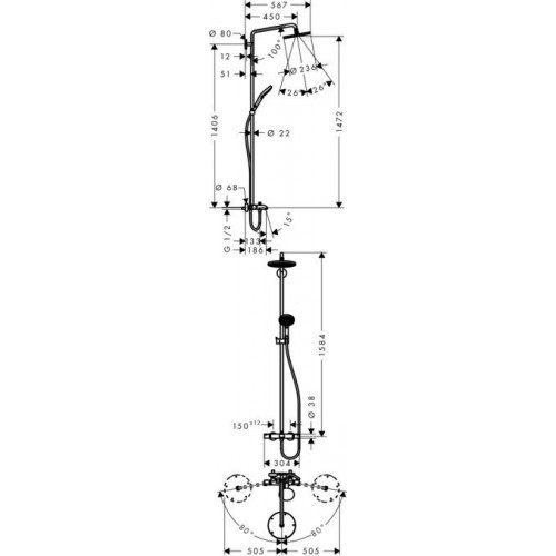 Душевая стойка Hansgrohe Raindance Select Showerpipe S240 27117000