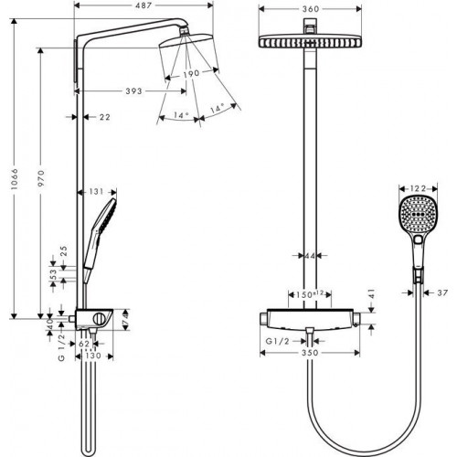 Душевая стойка Hansgrohe Raindance Select Showerpipe E360 27112000