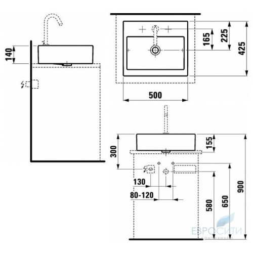 Умывальник Laufen Living City 50x42 811431, накладной