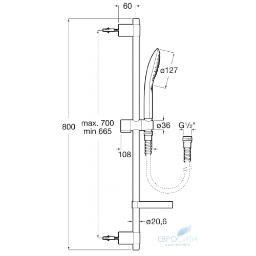 Душевая стойка Roca Plenum Go 120/3 75B1P11C00