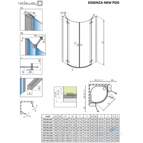 Душевой уголок Radaway Essenza New Black PDD 100x100