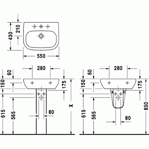 Умывальник Duravit D-Code 55x43 231055