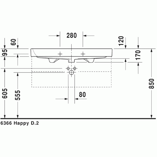 Умывальник Duravit Happy D.2 100x50 231810