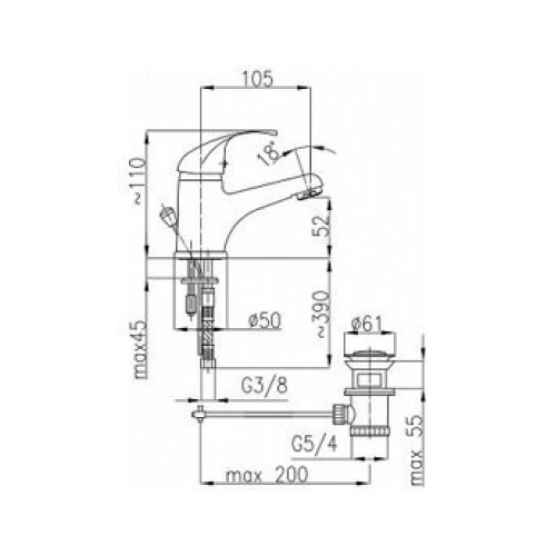 Смеситель для умывальника Armatura Azuryt 5512-824 (с донным клапаном)