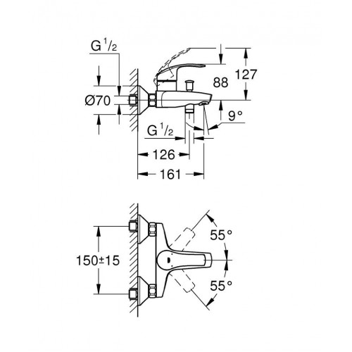 Смеситель для ванны Grohe Eurosmart 33300002