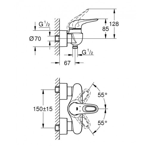 Смеситель для душа Grohe Eurostyle 33590003