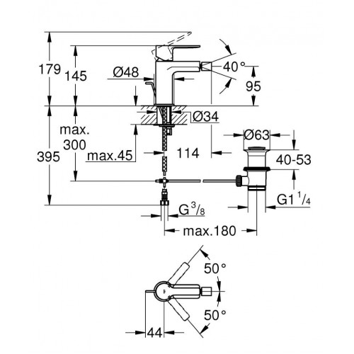 Смеситель для биде Grohe Lineare 33848001 (с донным клапаном)