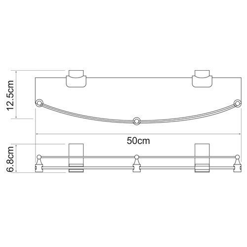 Полка стеклянная с бортиком WasserKraft Leine K-5044