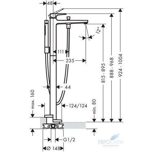 Смеситель для ванны Hansgrohe Metropol 74532000