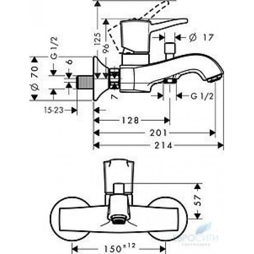 Смеситель для ванны Hansgrohe Metropol Classic 31340000