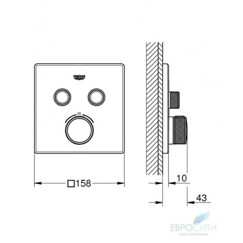 Термостат Grohe SmartControl 29124000, встраиваемый, на 2 источника