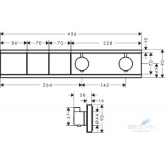 Термостат Hansgrohe RainSelect 15380000, встраиваемый, на 2 источника