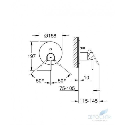 Смеситель для ванны Grohe Plus 24060003, встраиваемый