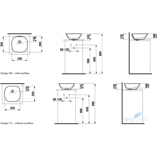 Умывальник Laufen Ino 35x35, накладной 812300