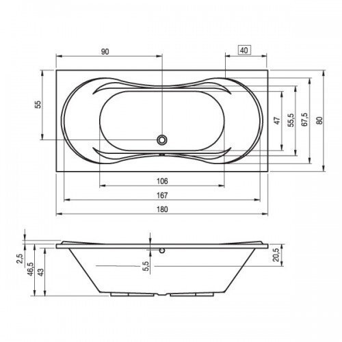 Ванна акриловая Riho Supreme 180x80