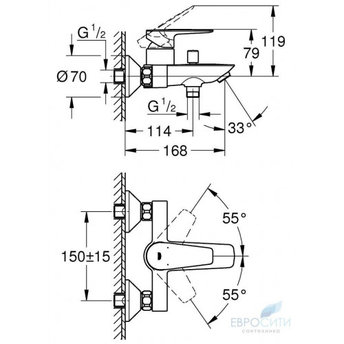 Смеситель для ванны Grohe BauEdge New 23604001