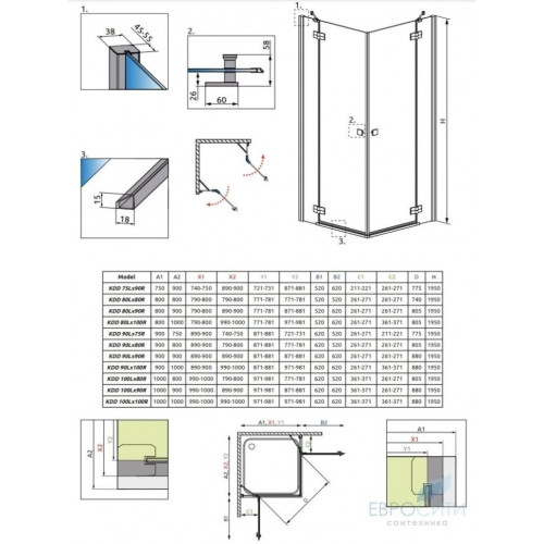 Душевой уголок Radaway Almatea KDD 100x80