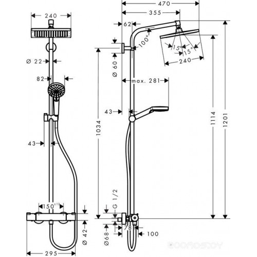 Душевая система Hansgrohe Crometta Е 240 1jet Showerpipe [27271000]