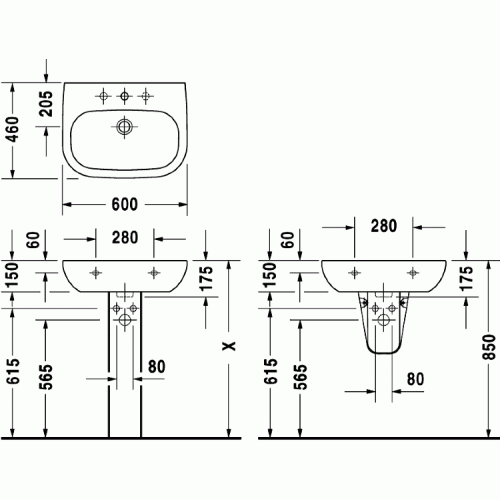 Умывальник Duravit D-Code 60x46 231060