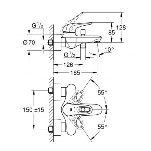 Смеситель для ванны Grohe Eurostyle 33591003