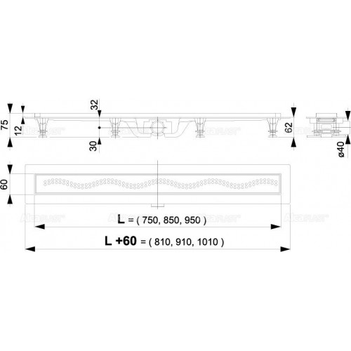 Трап напольный AlcaDrain Simple APZ8 550-950 мм