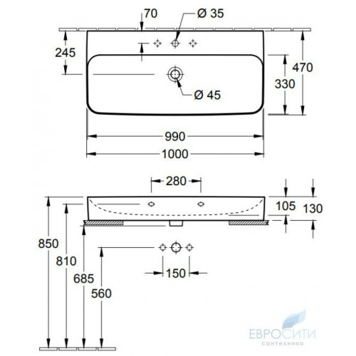 Умывальник Villeroy&Boch Finion 80x47 4168 80/81/8G/8L