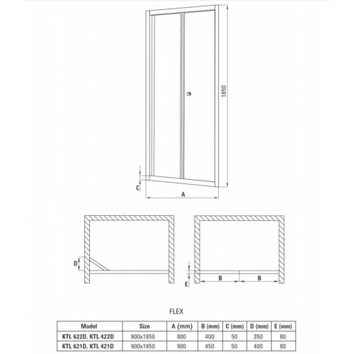 Душевая дверь Deante Flex KTL 022D 80x185