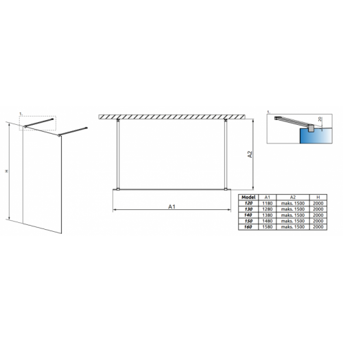 Душевой уголок Radaway Modo 1 160x205