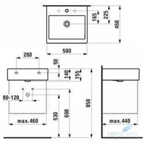 Умывальник Laufen Living City 50x46 817431, накладной