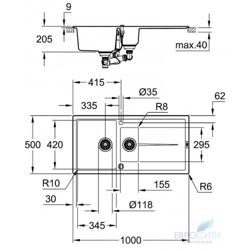 Кухонная мойка Grohe K400 60-C