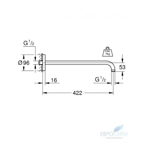 Душевой кронштейн Grohe Rainshower 422 мм 26146000