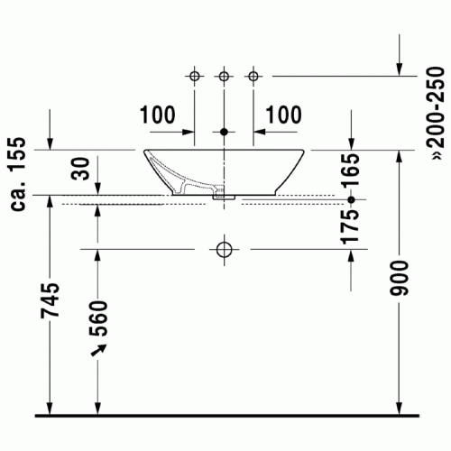 Умывальник Duravit Bacino 55x42, накладной 033452