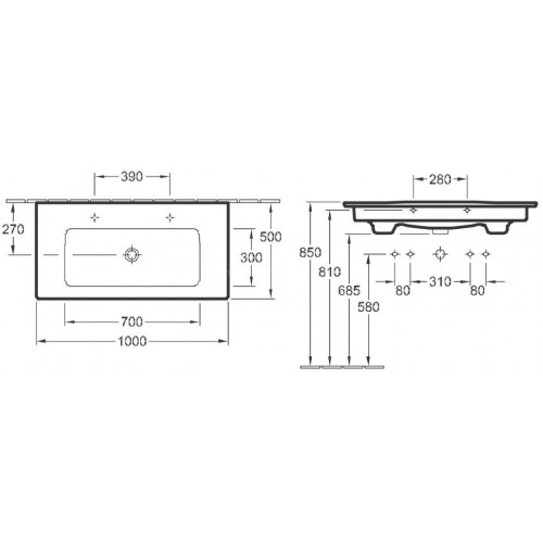 Умывальник Villeroy&Boch Venticello 100x50 4104 AL/AK