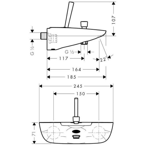 Смеситель для ванны Hansgrohe PuraVida 15472000