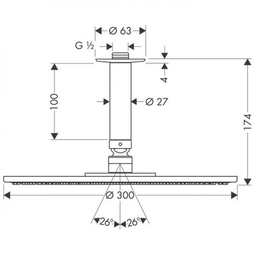 Верхний душ Hansgrohe Raindance 300 27494000 (потолок)