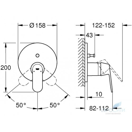 Смеситель для ванны Grohe Eurosmart Cosmopolitan 24045000, встраиваемый