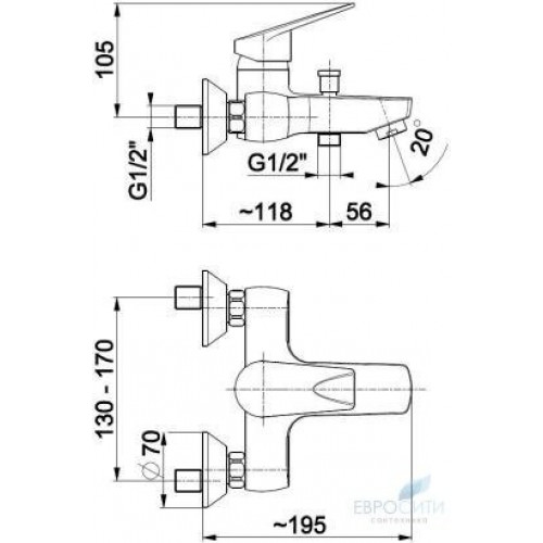 Смеситель для ванны Armatura Topaz 4014-010