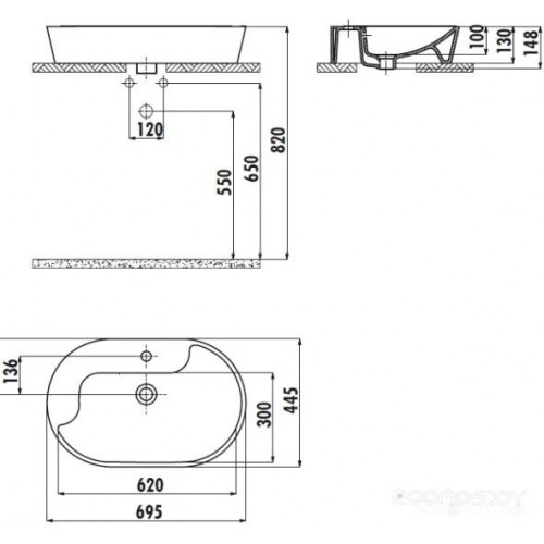 Умывальник Creavit Topic 70x45 TP172-00CB00E-0000