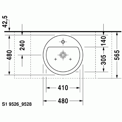 Умывальник Duravit Starck 1 D480, накладной 044648