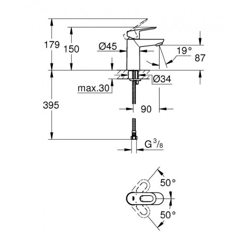 Cмеситель для умывальника Grohe BauLoop (артикул 23 337 000)