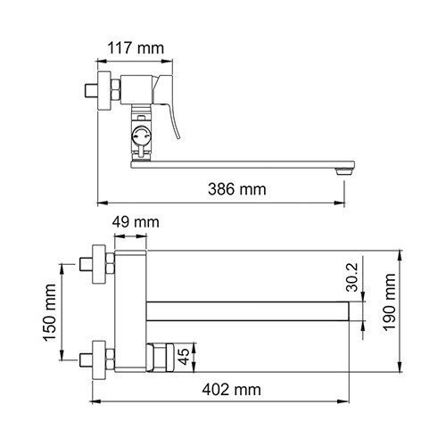 Смеситель для ванны WasserKraft Aller 1062L (с душевым набором)