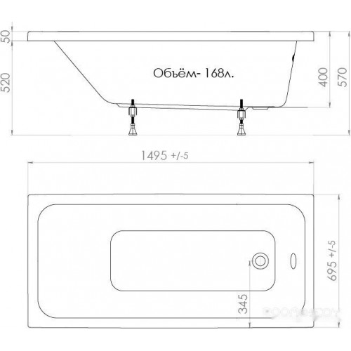 Ванна Triton Ультра 150x70 (с каркасом)