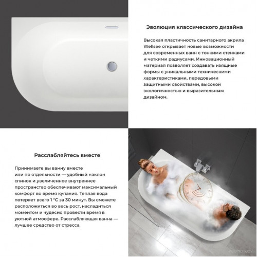 Ванна Wellsee Belle Spa 3.0 170x80 235901004 (пристенная ванна белый глянец, экран, ножки, сифон-автомат золото)