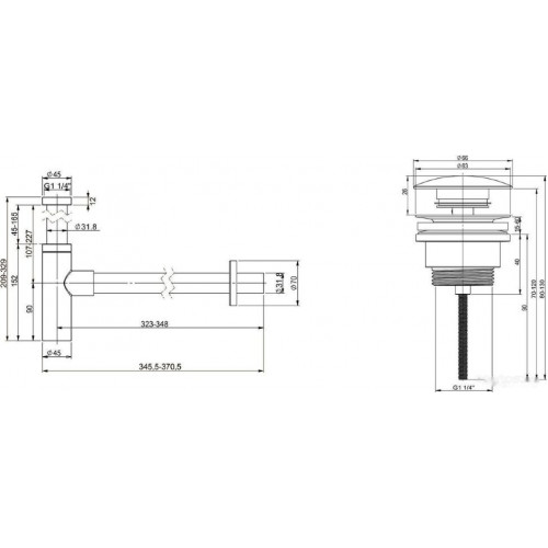 Сифон Wellsee Drainage System 182121003 (сифон, донный клапан, золото)