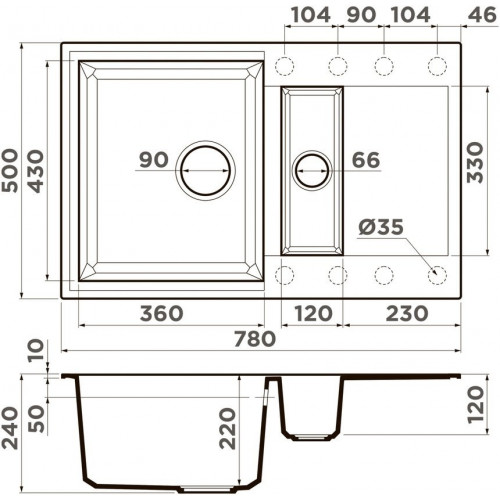 Кухонная мойкa OMOIKIRI Sakaime 78-2-DC 78x50 темный шоколад